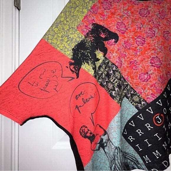 Volt Design Colore Ta Vie Mix Print Dolman Sleeve Asymmetrical Top - Picture 2 of 5